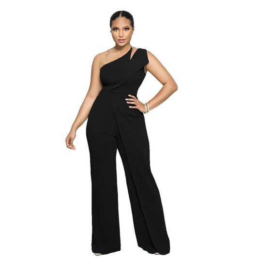 Niam One-Shoulder Draped Wide-Leg Jumpsuit women jumpsuits Castello Clothing Line