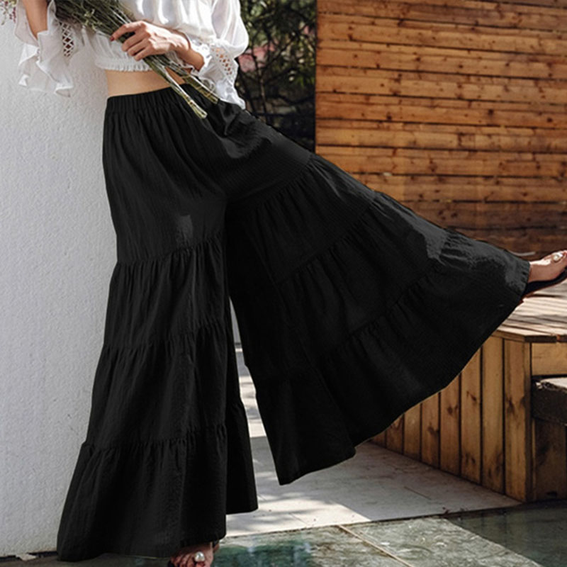 Flow High-Waisted Tiered Wide Leg Palazzo Pants Castello Clothing Line