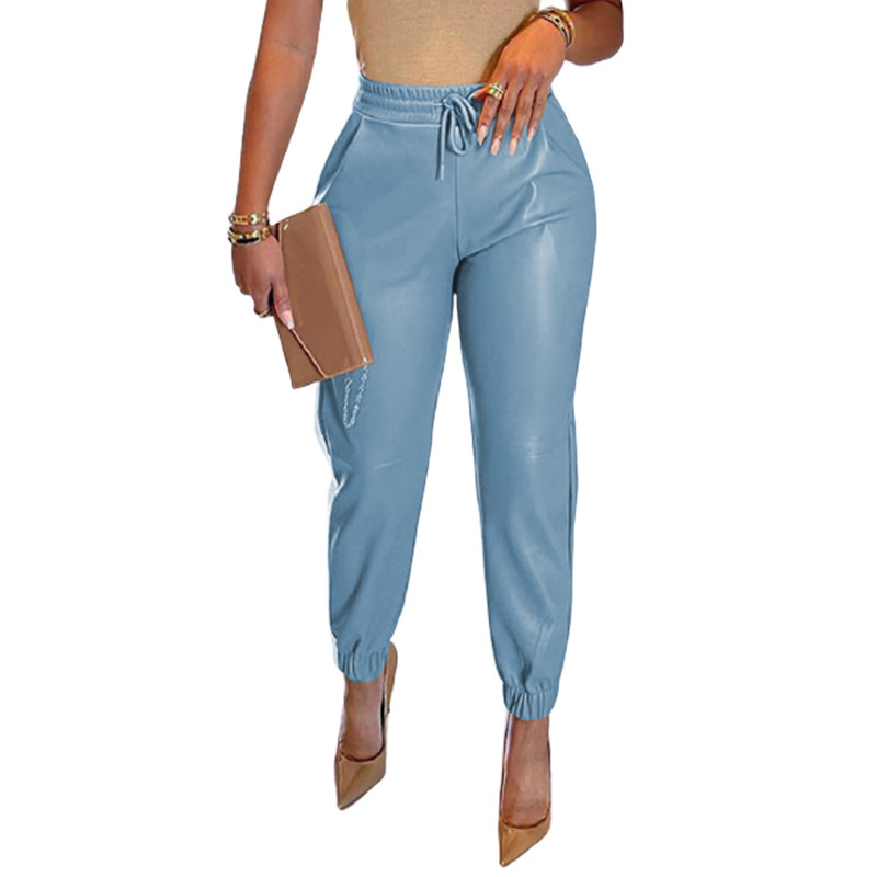 Trixie High-Waisted Faux Leather Jogger Pants Castello Clothing Line