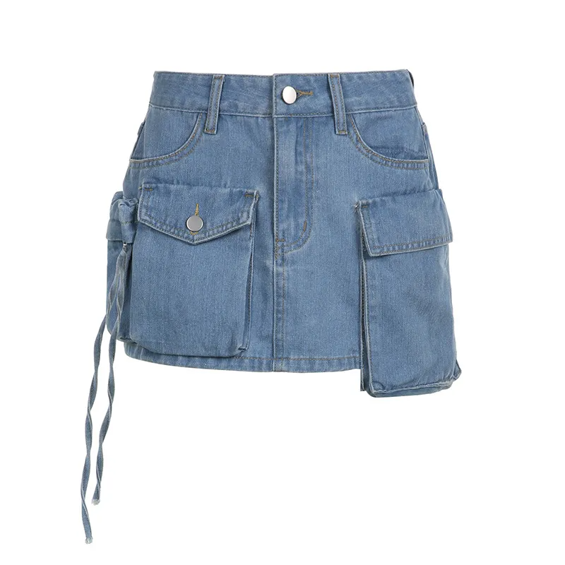 Cargo Babe Denim Mini Skirt  Castello Clothing Line   