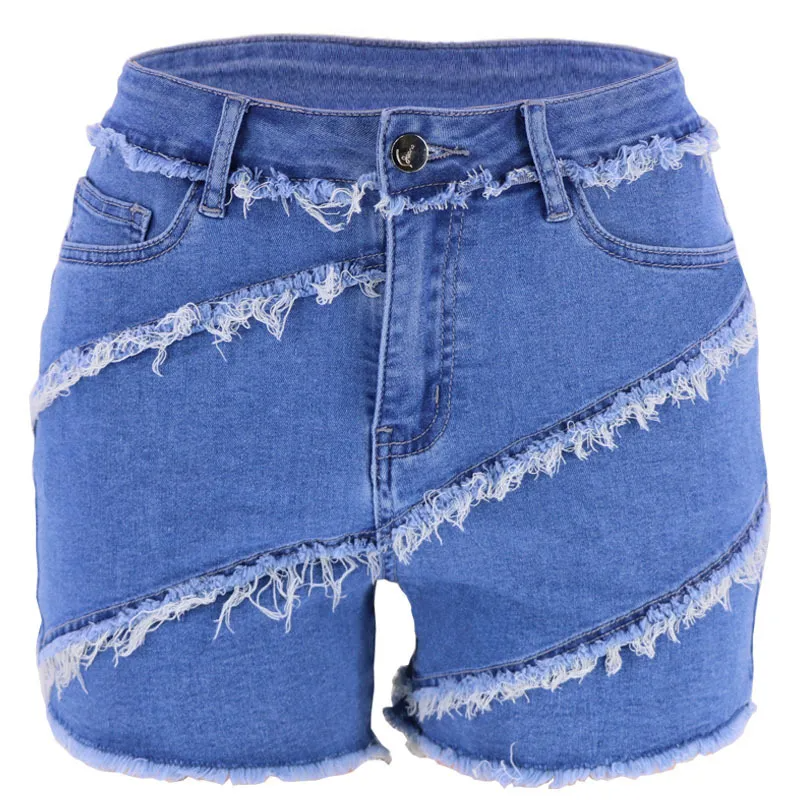 Riot High-Waist Frayed Denim Shorts  Castello Clothing Line   