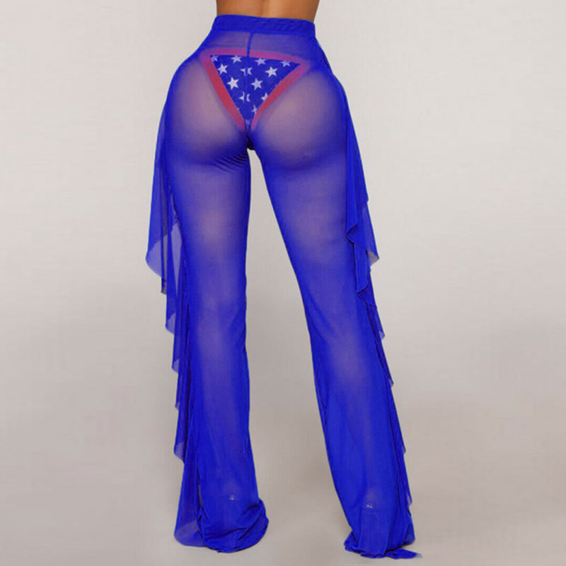 Malia Sheer High-Waisted Ruffle Mesh Pants Castello Clothing Line