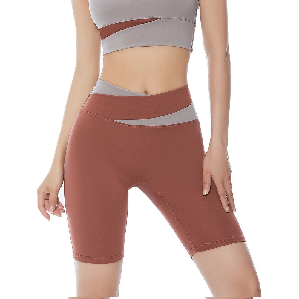 Crave High-Rise Crossover Waist Biker Shorts workout shorts Castello Clothing Line