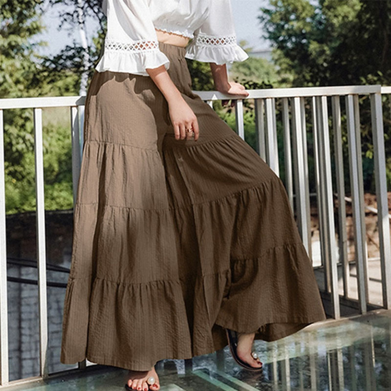 Flow High-Waisted Tiered Wide Leg Palazzo Pants Castello Clothing Line