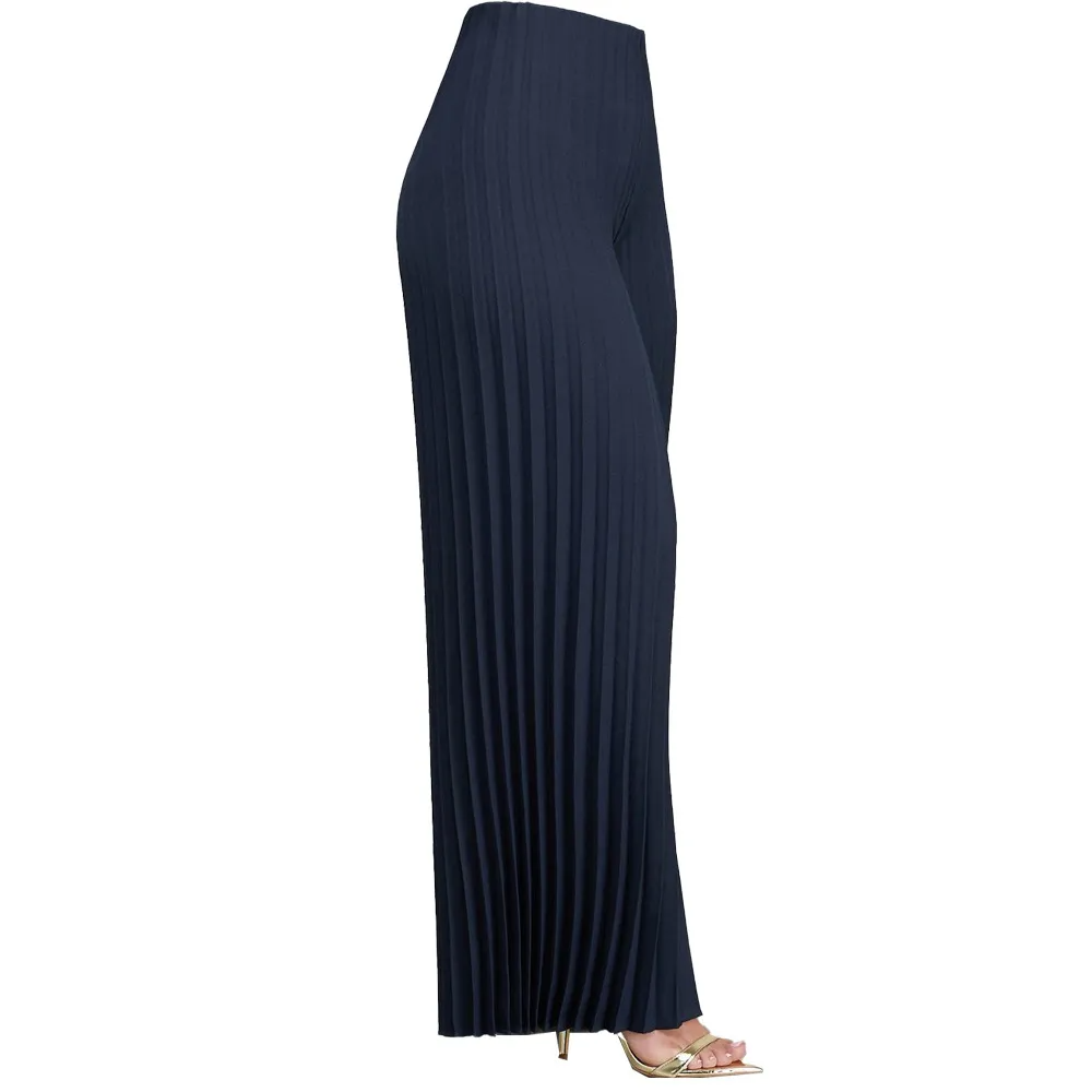 Vantage High-Waist Pleated Wide-Leg Palazzo Pants Castello Clothing Line