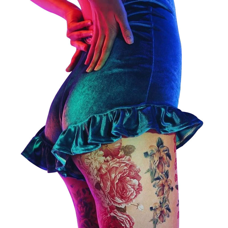 VelvetRush Ruffle Trim High-Waisted Hot Pants  Castello Clothing Line   