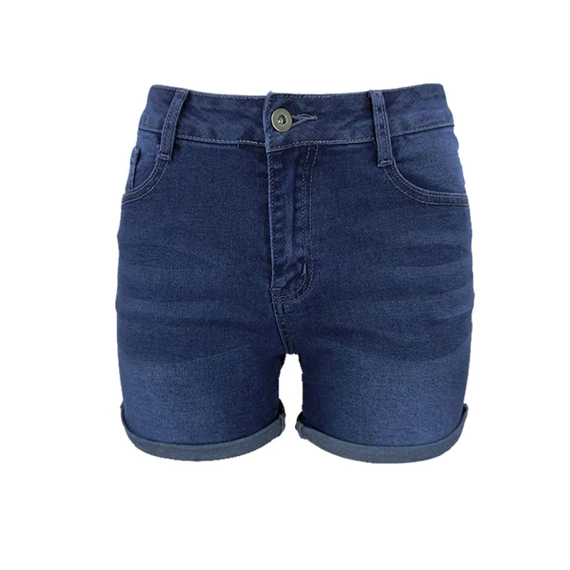 Impulse High-Waist Rolled Hem Denim Shorts  Castello Clothing Line   