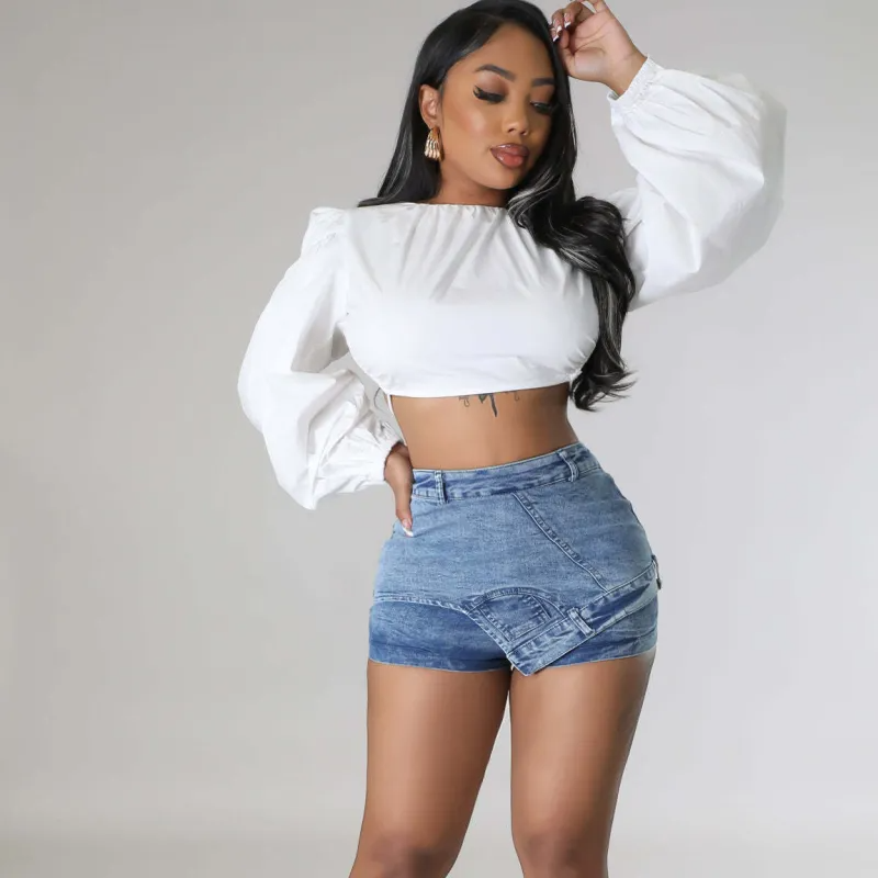 Rampage Asymmetrical High-Waist Denim Shorts  Castello Clothing Line   