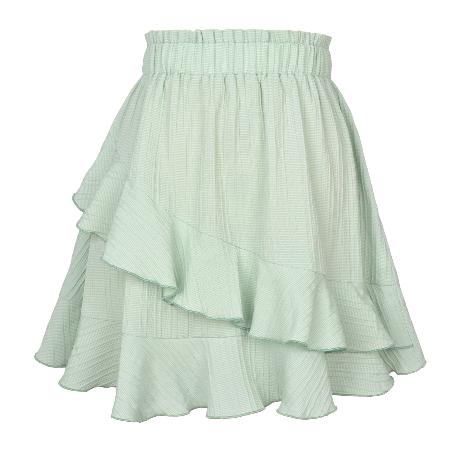 Layered Ruffle Flare Skirt - High Waist, Loose Fit, Polyester/Spandex  Castello Clothing Line   