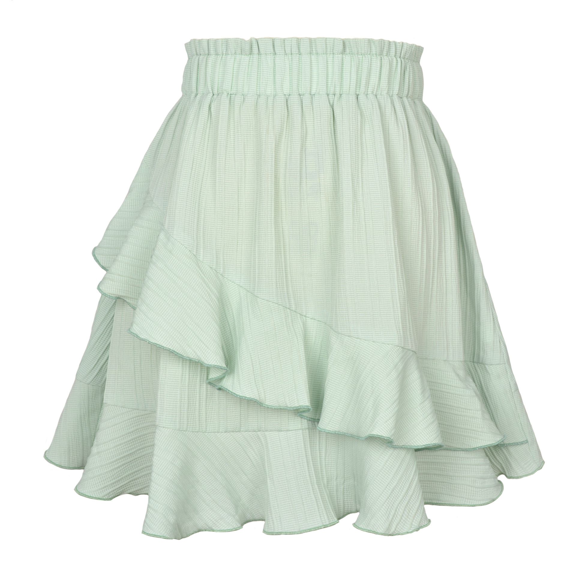 Layered Ruffle Flare Skirt - High Waist, Loose Fit, Polyester/Spandex  Castello Clothing Line   