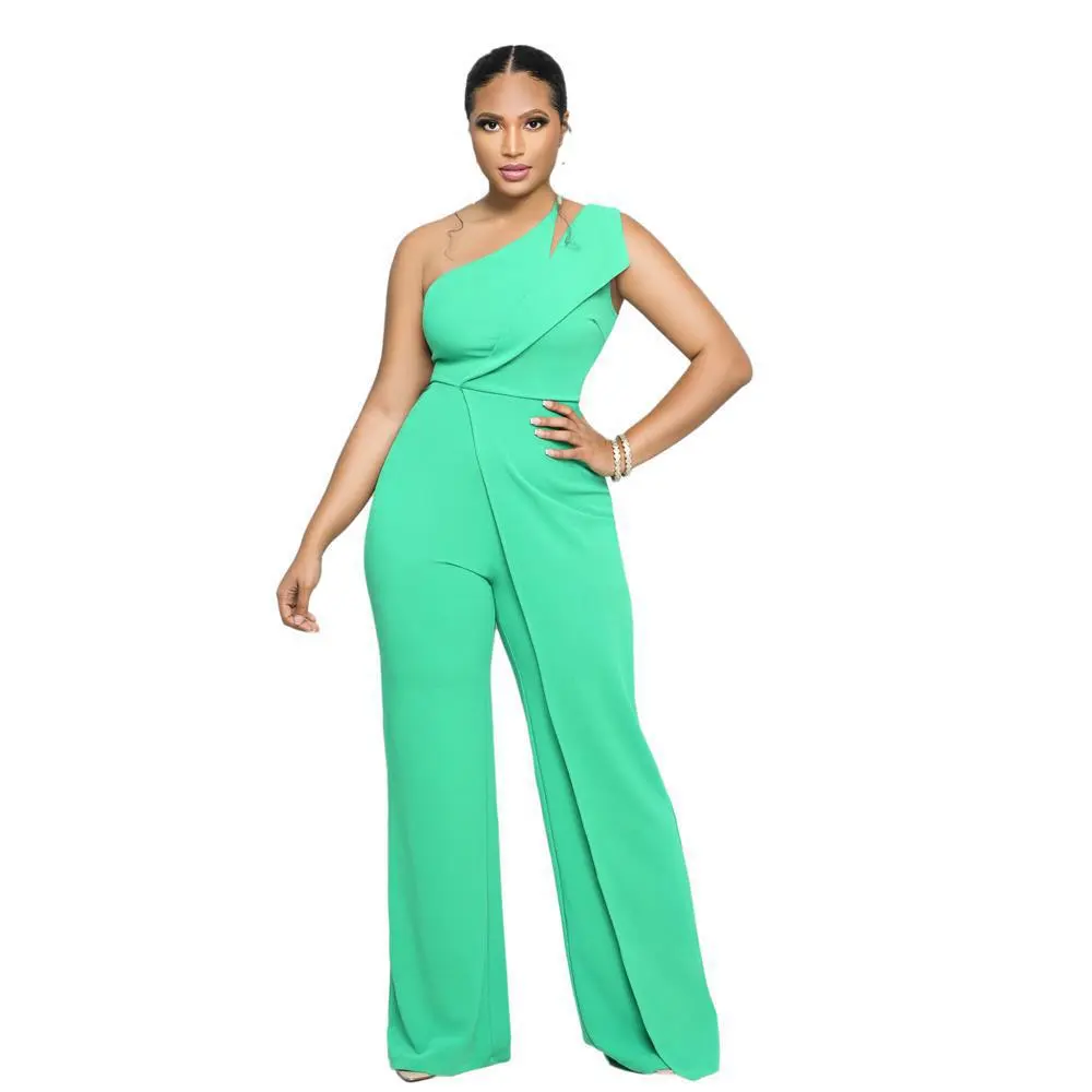 Niam One-Shoulder Draped Wide-Leg Jumpsuit women jumpsuits Castello Clothing Line