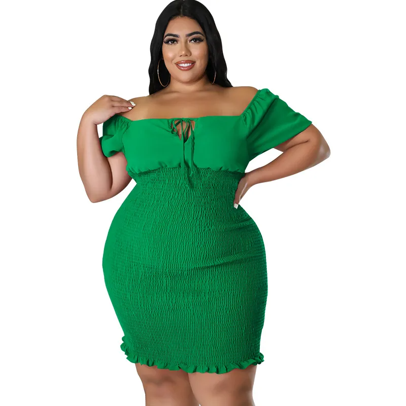 Juliana Plus Size Smocked Off-Shoulder Bodycon Mini Dress Castello Clothing Line