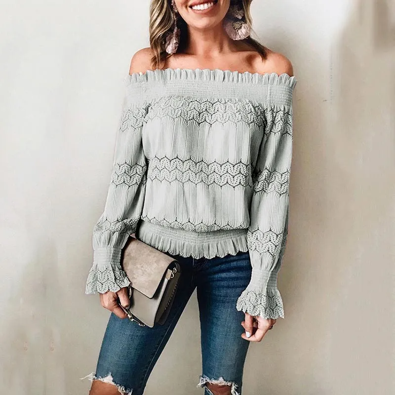 Bella Ruffle Off-Shoulder Smocked Top  Castello Clothing Line   