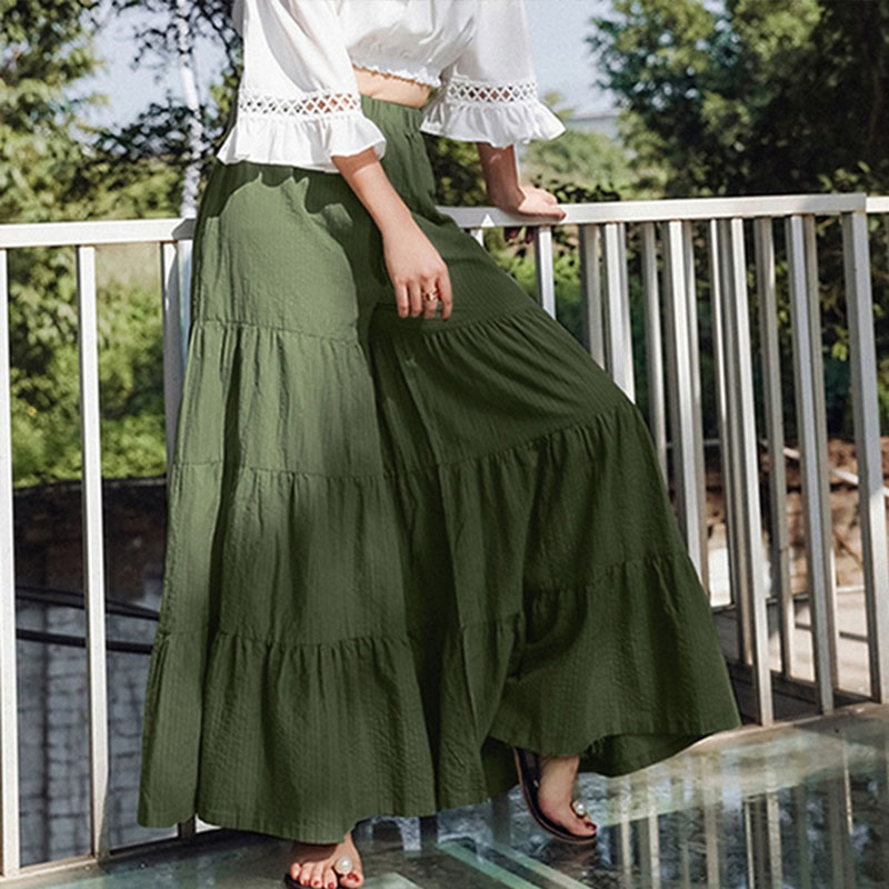 Flow High-Waisted Tiered Wide Leg Palazzo Pants Castello Clothing Line