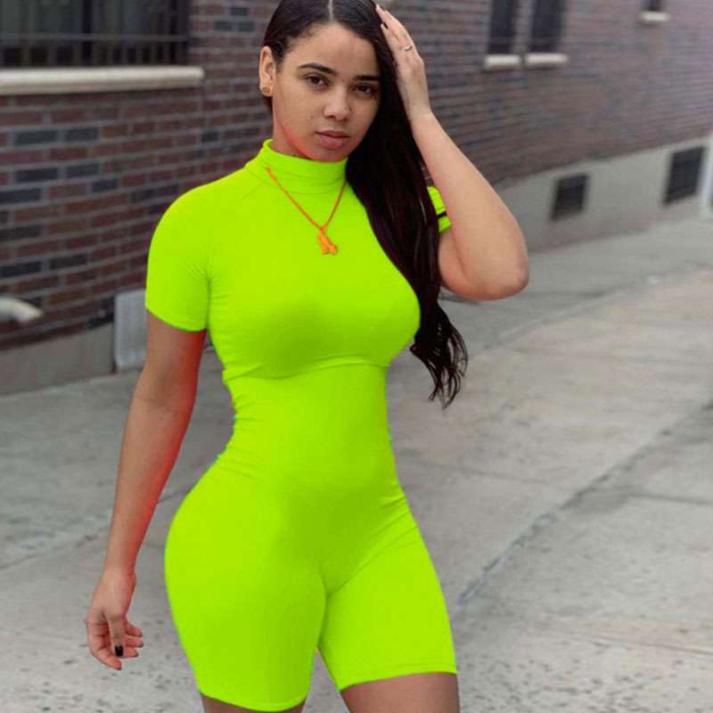 Sleek Siren High-Neck Zip-Back Bodycon Romper  Castello Clothing Line   