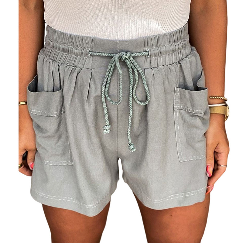 CozyFlow High Waist Drawstring Linen Pocket Shorts  Castello Clothing Line   