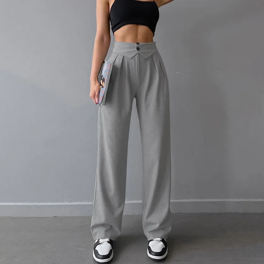 Sabrina High-Waisted Pleated Wide-Leg Trousers Castello Clothing Line