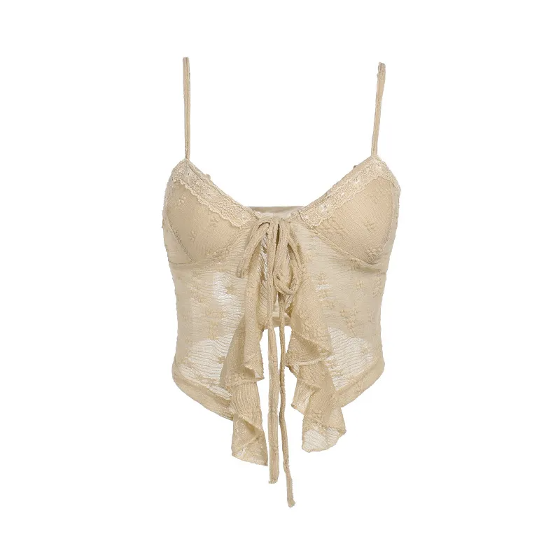 Frill Seeker Lace-Up Bustier Top  Castello Clothing Line   
