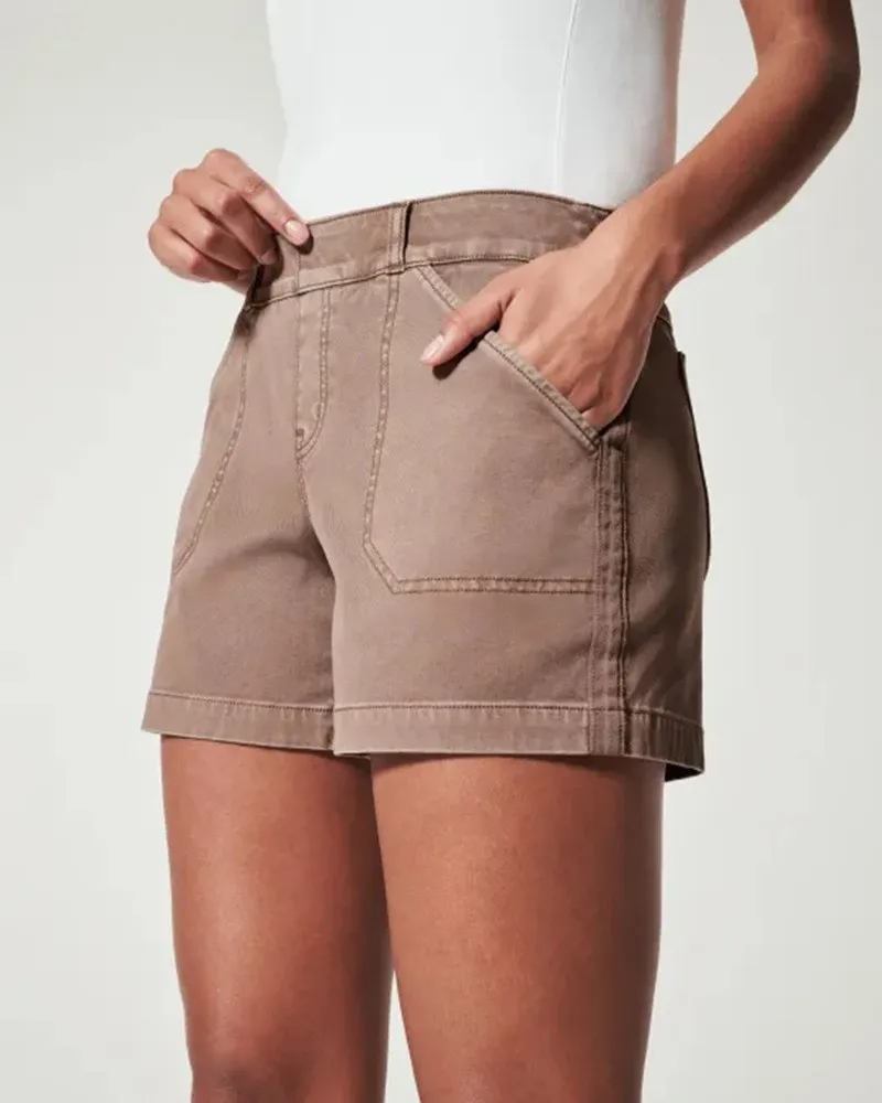 TrailBliss High Waist Utility Pocket Denim Shorts  Castello Clothing Line   