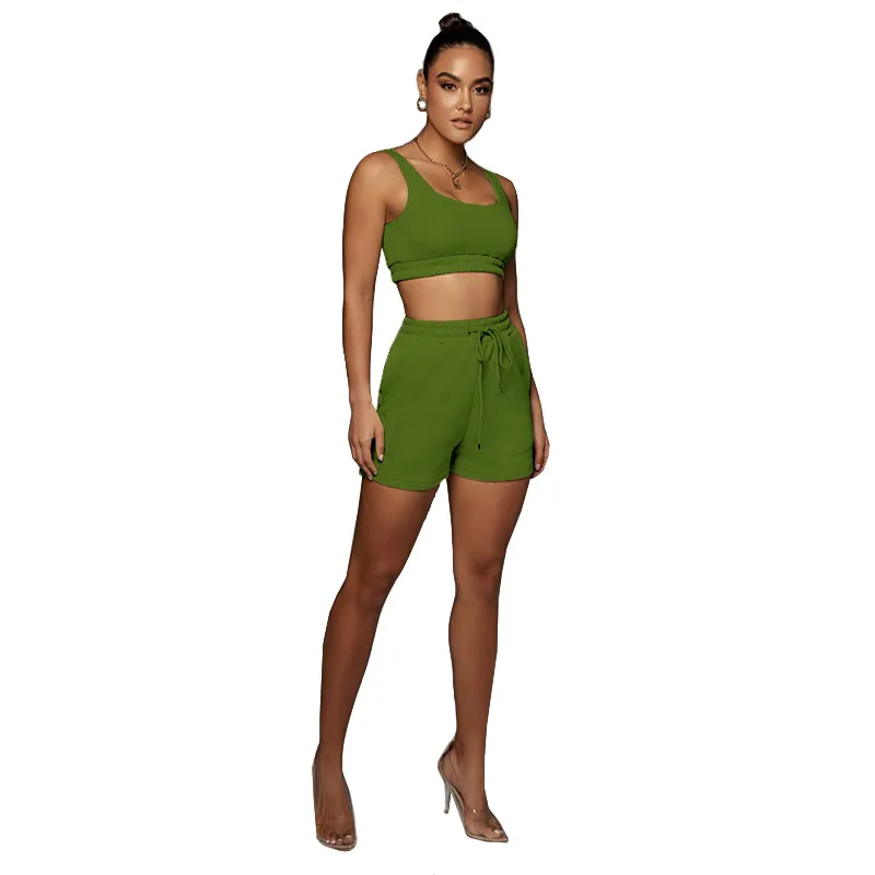 Glow Scoop Neck Crop Top & Drawstring Shorts Set  Castello Clothing Line   