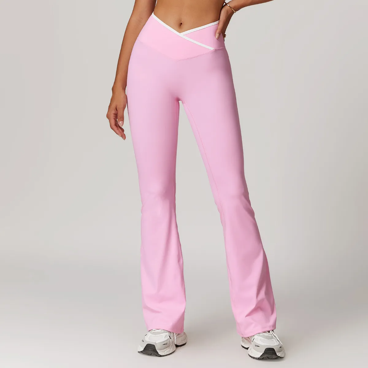 Vertex High-Rise Crossover Waist Flared Leggings leggings Castello Clothing Line