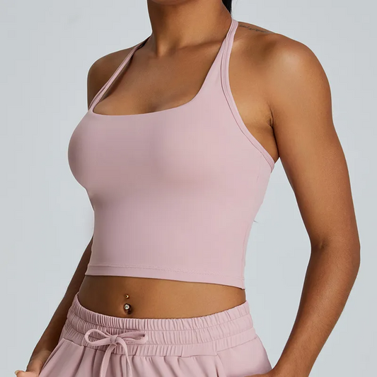 Oni Halter Neck Stretch Crop Top workout tops and t-shirts Castello Clothing Line