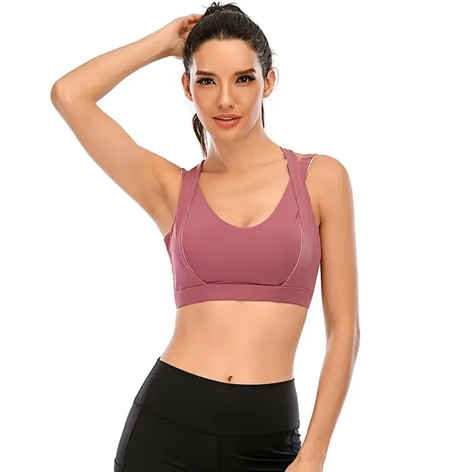 Vicky Scoop Neck Strappy Cutout Back Sports Bra sports top & bras Castello Clothing Line
