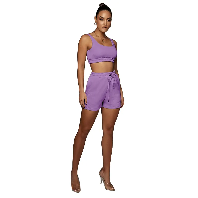 Glow Scoop Neck Crop Top & Drawstring Shorts Set  Castello Clothing Line   