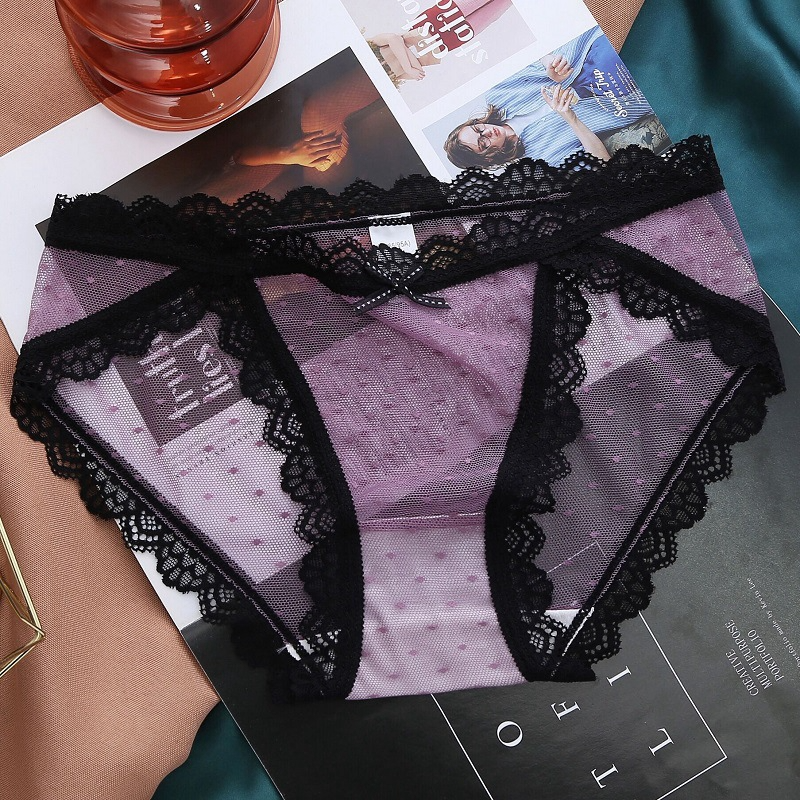 Lace Cheeky Panty - Low Waist, Color Block Lace Trim - Cotton/Nylon  Castello Clothing Line   