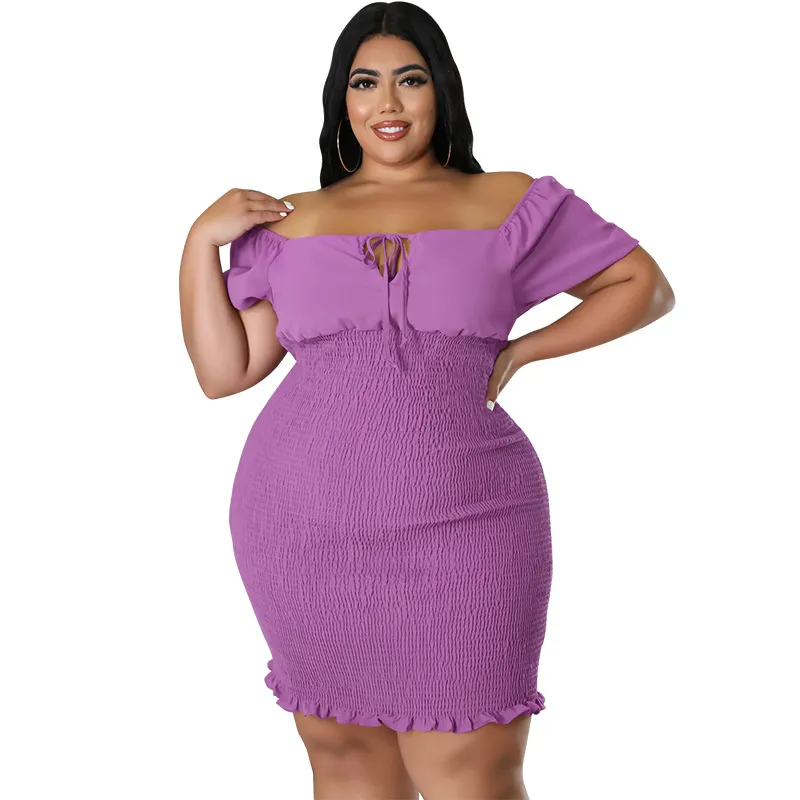 Juliana Plus Size Smocked Off-Shoulder Bodycon Mini Dress Castello Clothing Line