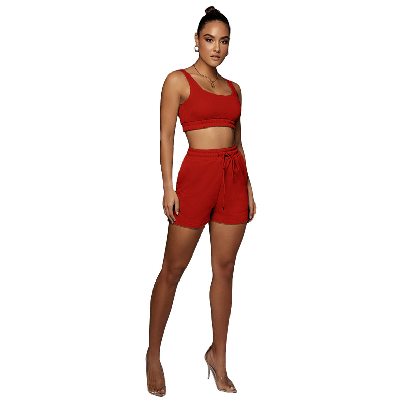 Glow Scoop Neck Crop Top & Drawstring Shorts Set  Castello Clothing Line   