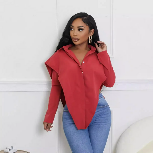 Fierce Attitude Open-Side Long Sleeve Button-Up Shirt Castello Clothing Line