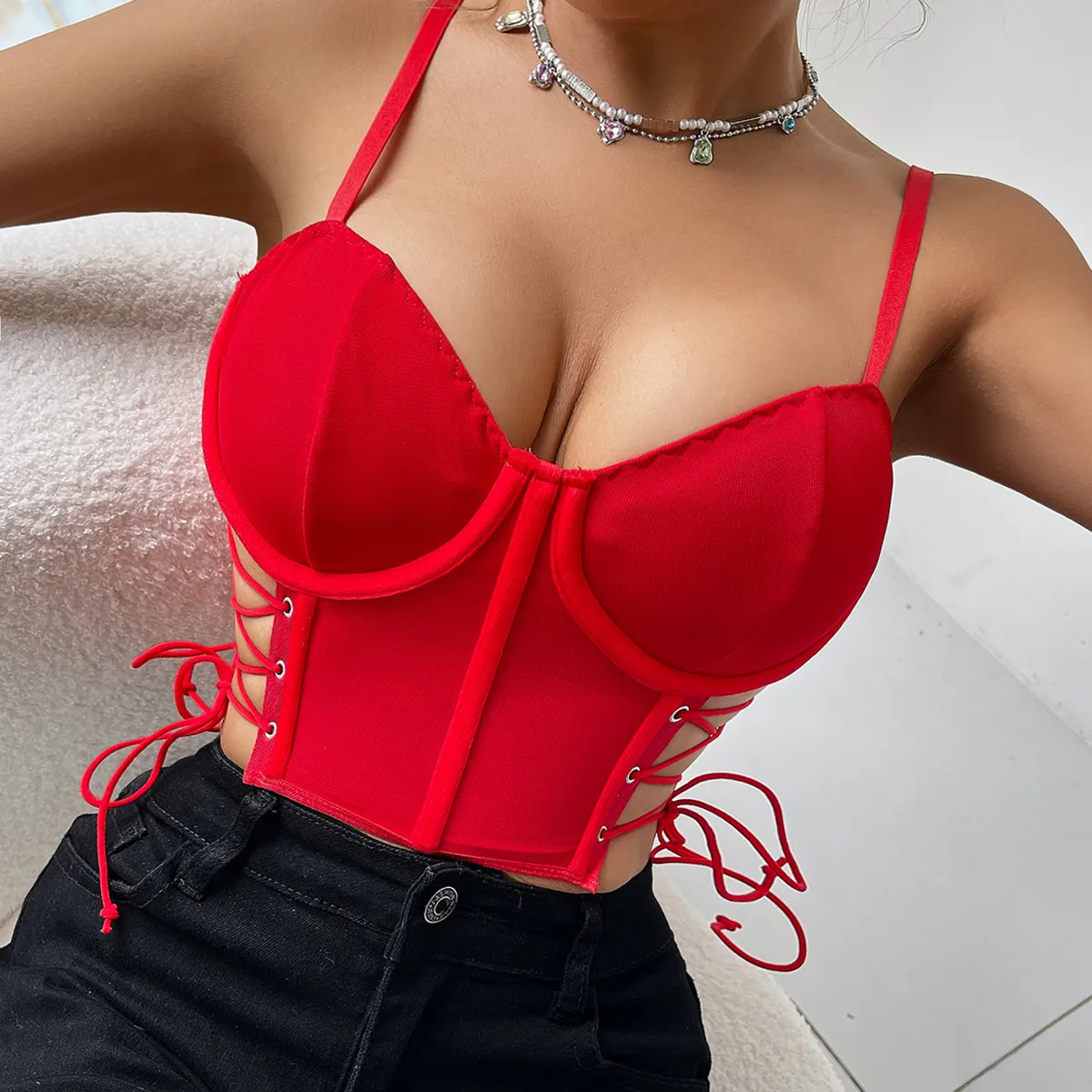 Laced in Luxury Push-Up Corset Top  Castello Clothing Line   