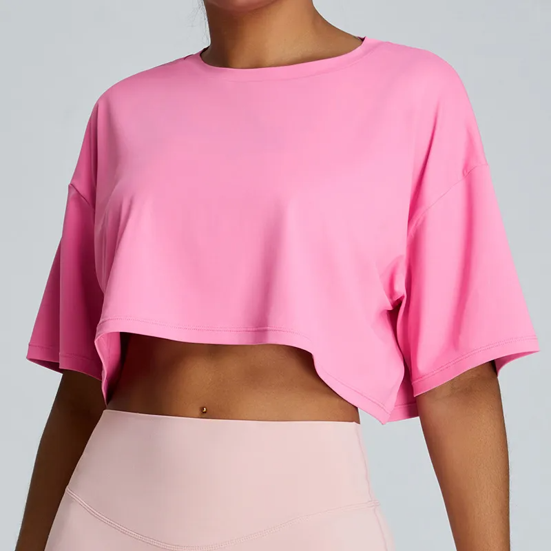 Zephyr Boxy Fit Asymmetric Hem Short Sleeve Crop Top workout tops and t-shirts Castello Clothing Line