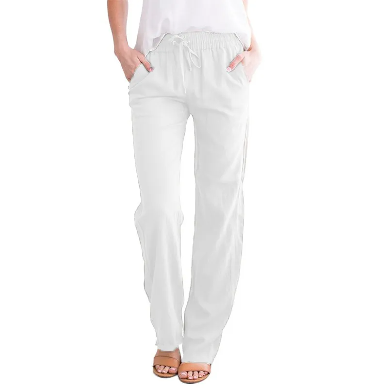 Elise High-Waisted Drawstring Relaxed Linen Pants Castello Clothing Line