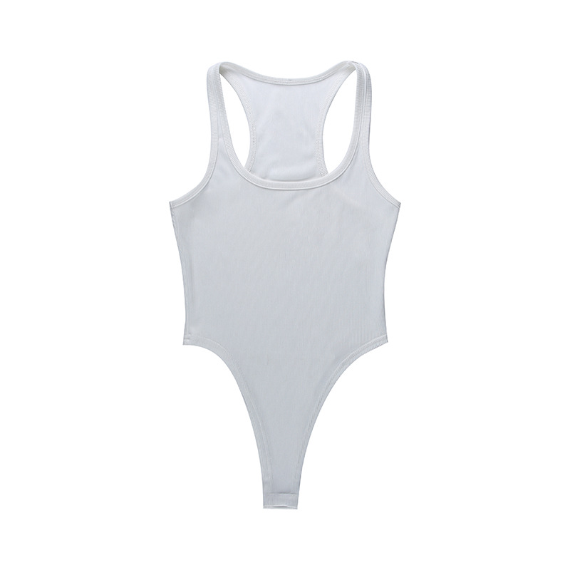 Curve Play Ribbed Scoop Neck Bodysuit  Castello Clothing Line   