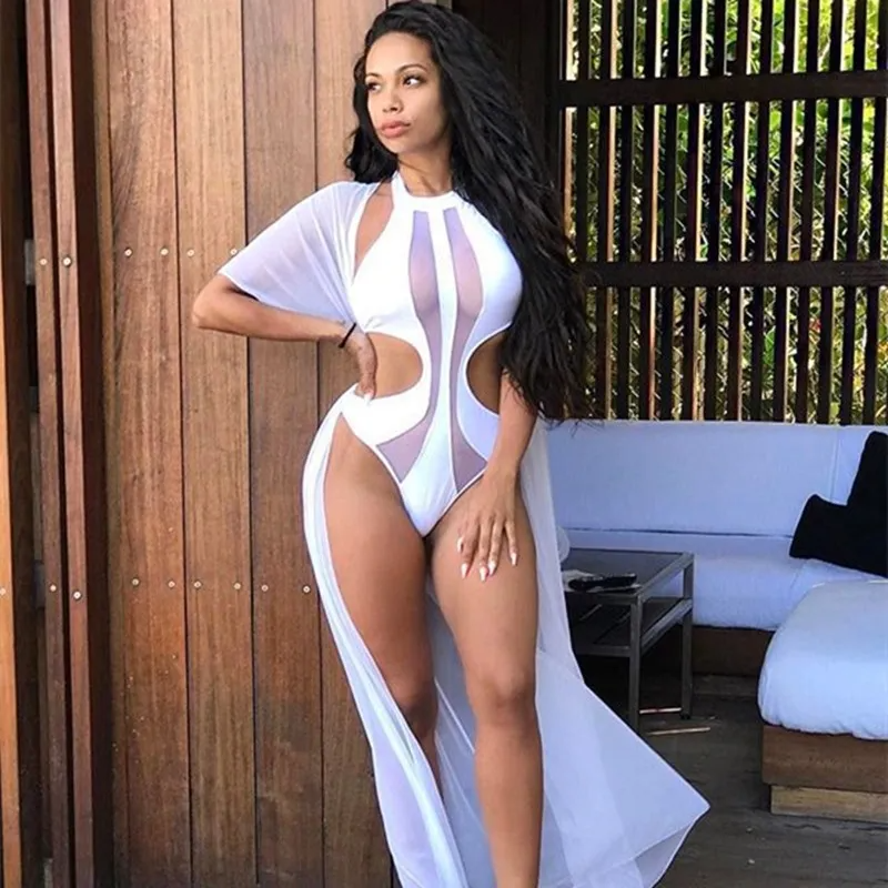 Neve Mesh Cutout High Neck One-Piece Swimsuit one piece swimsuit Castello Clothing Line