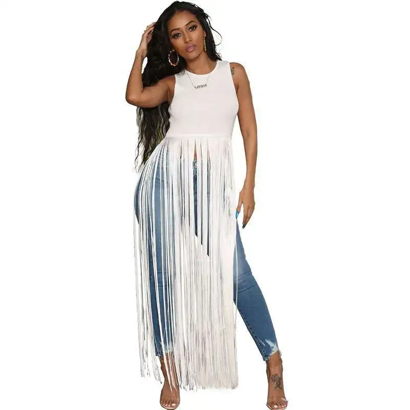 Dynamic Edge Sleeveless Maxi Fringe Top Castello Clothing Line