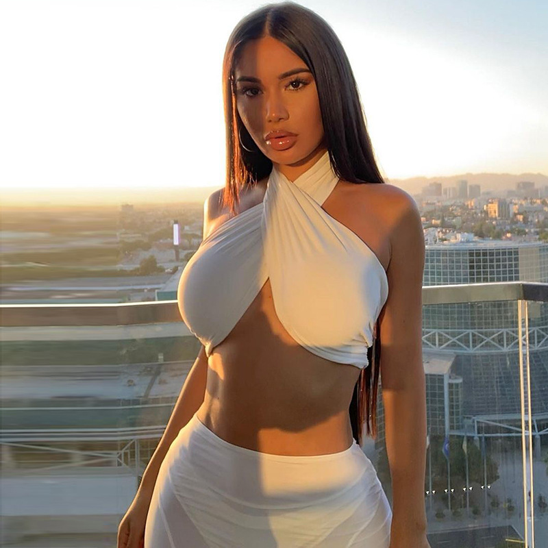 Twist of Desire Halter Wrap Crop Top  Castello Clothing Line   