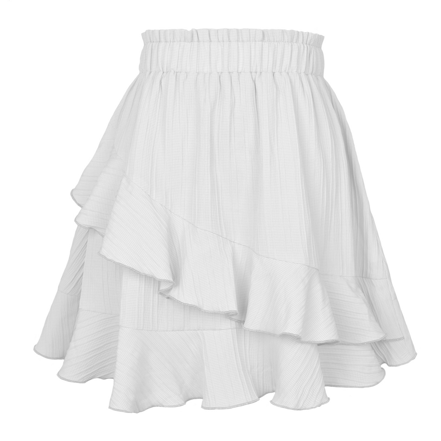Layered Ruffle Flare Skirt - High Waist, Loose Fit, Polyester/Spandex  Castello Clothing Line   