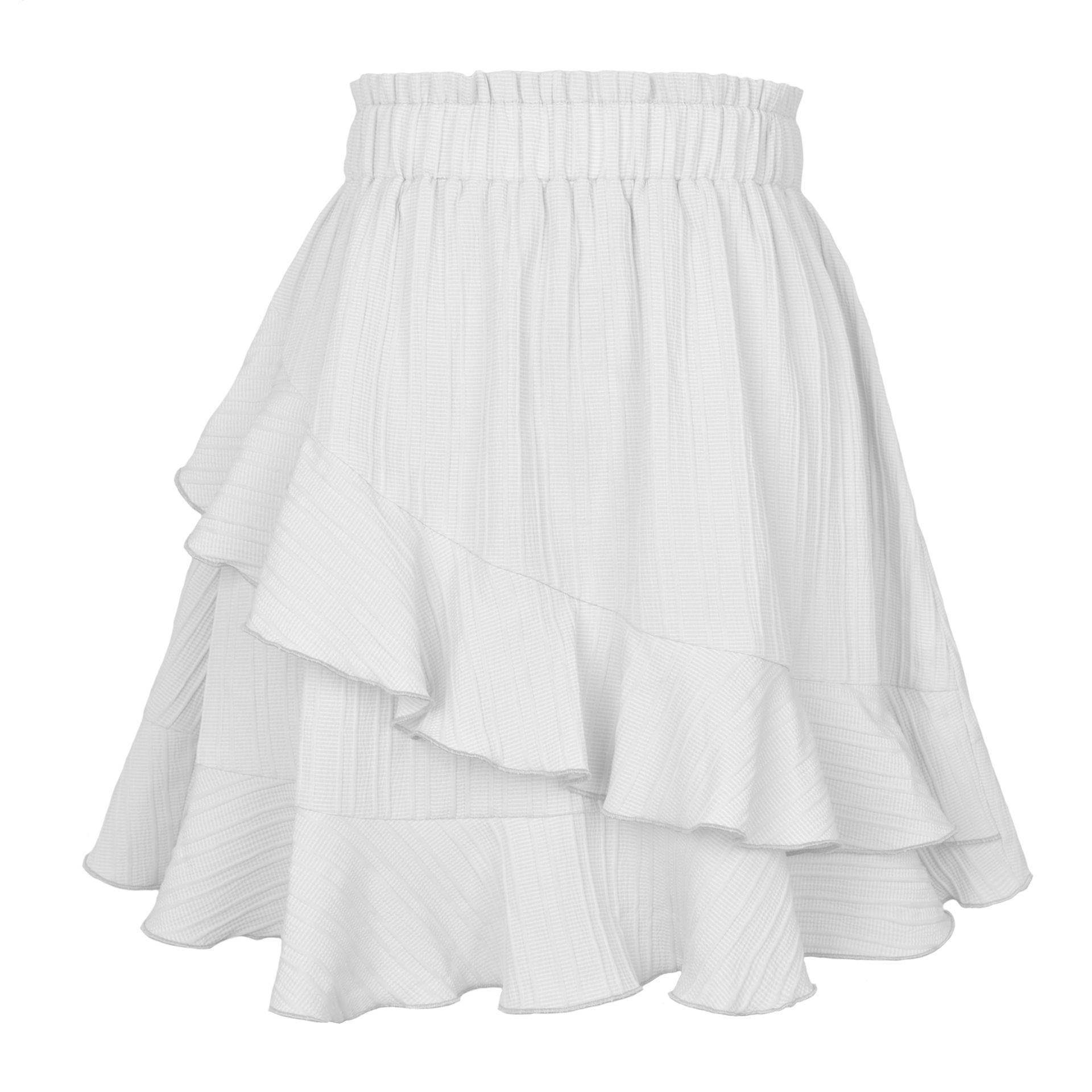 Layered Ruffle Flare Skirt - High Waist, Loose Fit, Polyester/Spandex  Castello Clothing Line   