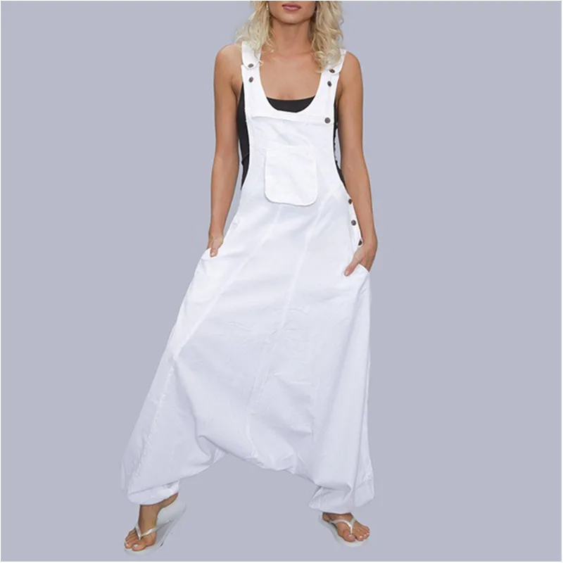 Ashley Sleeveless Relaxed Fit Harem Bib Overalls women's overalls Castello Clothing Line