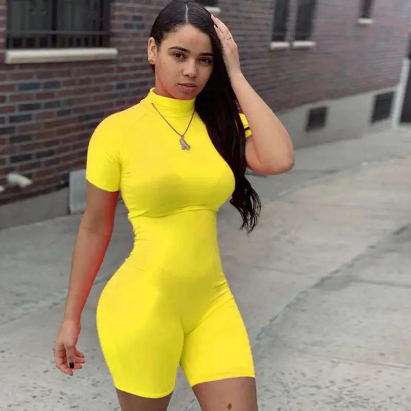 Sleek Siren High-Neck Zip-Back Bodycon Romper  Castello Clothing Line   