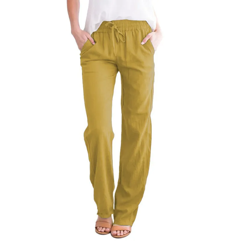 Elise High-Waisted Drawstring Relaxed Linen Pants Castello Clothing Line