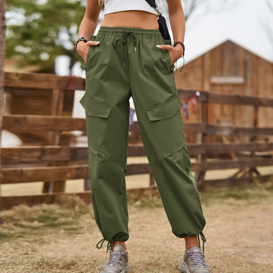 Livia High-Waist Relaxed Fit Cargo Utility Pants Castello Clothing Line