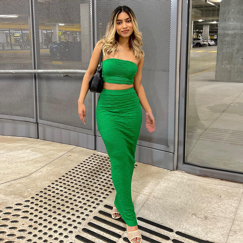 Bandeau Tube Top & Long Skirt Set  Castello Clothing Line   