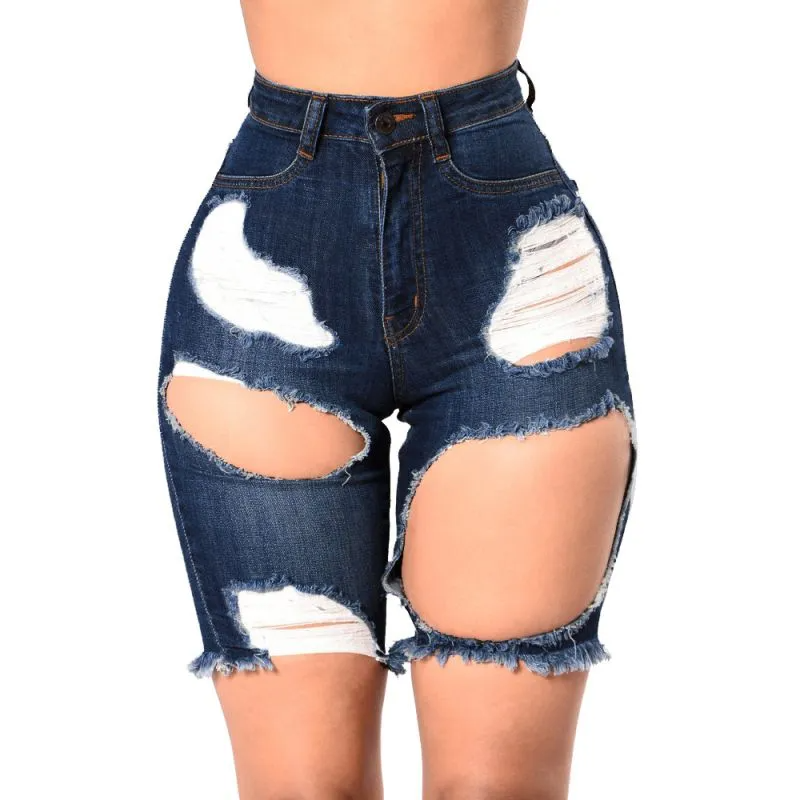 Tempest High-Waist Cutout Denim Biker Shorts  Castello Clothing Line   