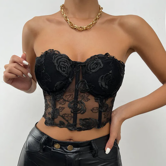 Temptation Tease Lace Bustier Top  Castello Clothing Line   