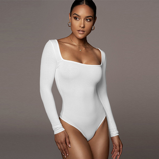 Kiss & Tell Square Neck Long Sleeve Bodysuit  Castello Clothing Line   