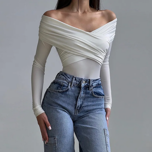 Vixen Off-Shoulder Long Sleeve Bodysuit  Castello Clothing Line   
